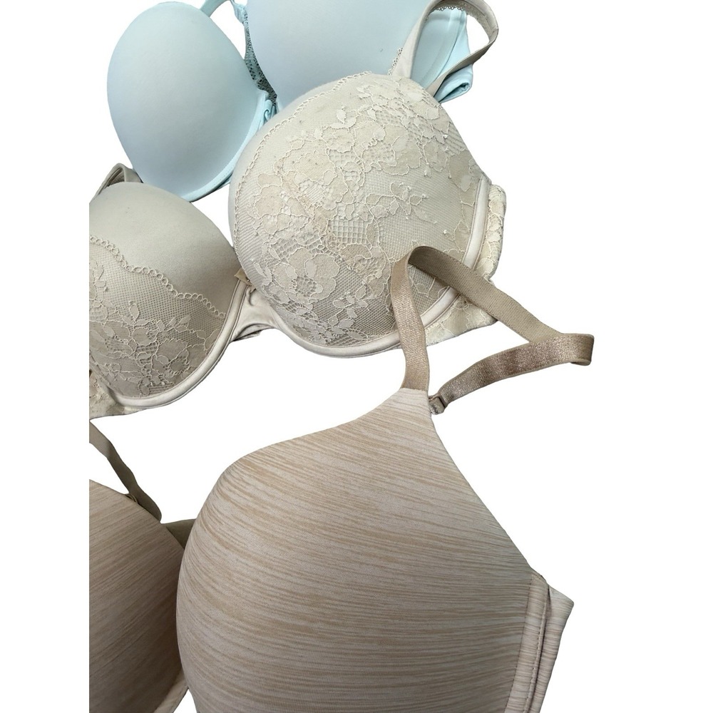 Victoria's Secret Bra Lot of 3 36DD Push Up Full Coverage Nude Blue Bundle - Picture 4 of 10